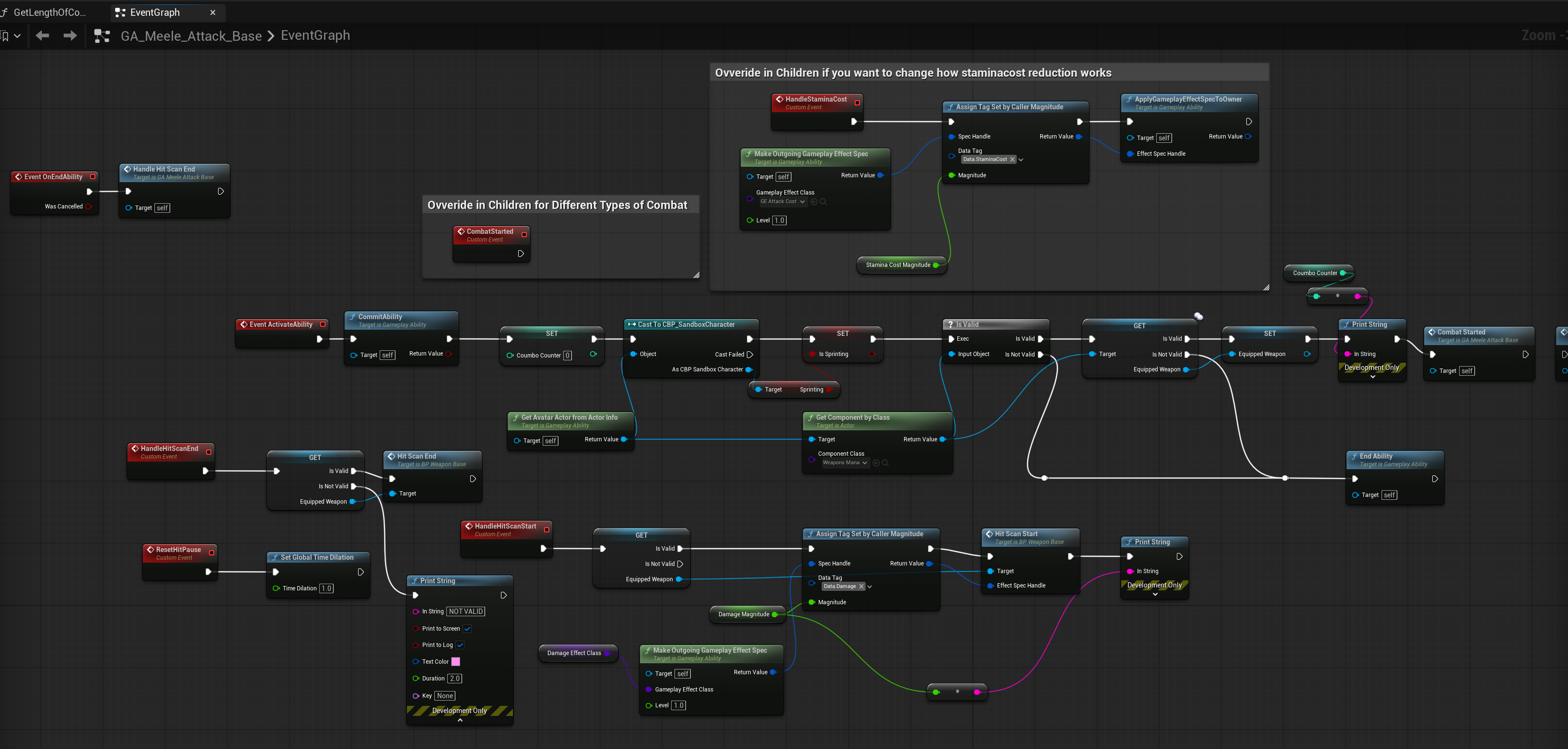 GA_MeleeAttack_Base shared combo logic